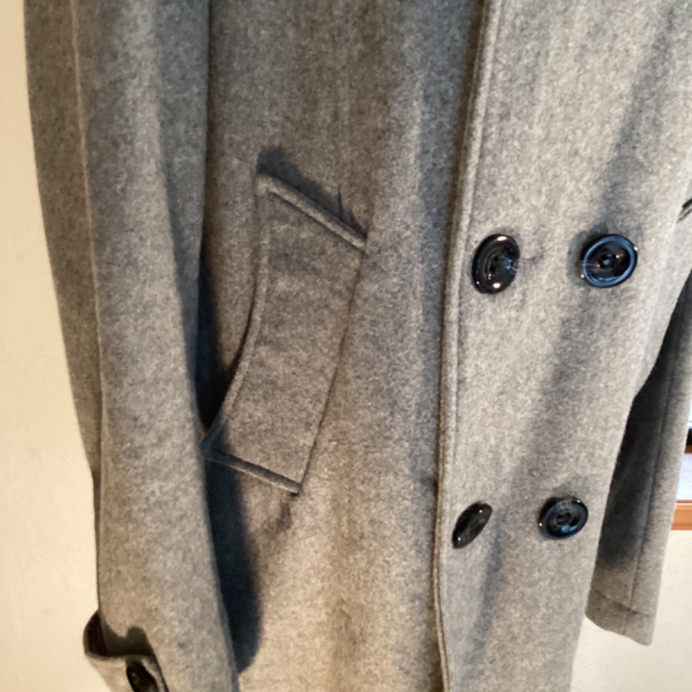 Wool Blend Gray Button Front Coat - image 3